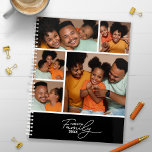 Collage photo de famille de calligraphie élégante<br><div class="desc">Créez un planificateur personnalisé à l'aide de ce modèle de collage photo facile. Ajoutez des photos au recto,  y compris l'année,  votre nom de famille,  votre nom ou tout autre texte personnalisé,  et une photo grandeur nature sur la couverture arrière.</div>