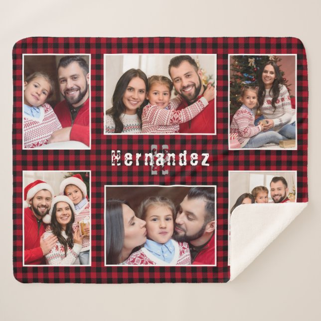 Collage photo de la famille de Plaid Rustic Red Bu (Devant (Horizontal))