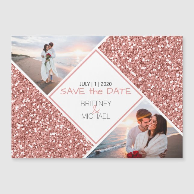 Collage photo de la Parties scintillant Rose Gold (Devant)