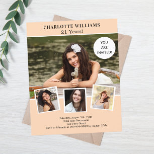 Collage photo de la pêche invitation d'anniversair