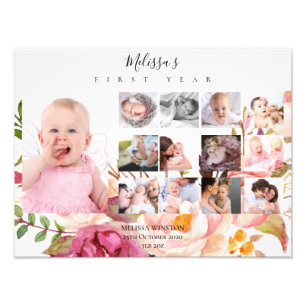 Collage photo de la première année du bébé garde F