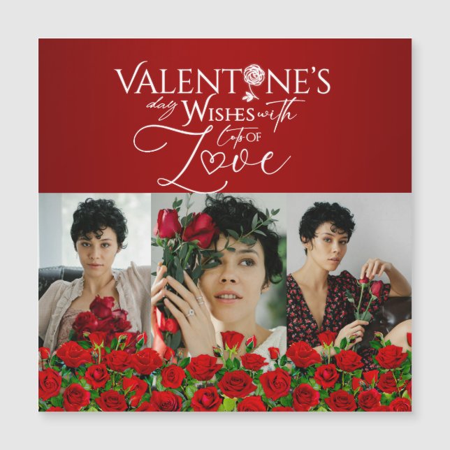 Collage photo de la Saint-Valentin avec rose rouge (Devant)