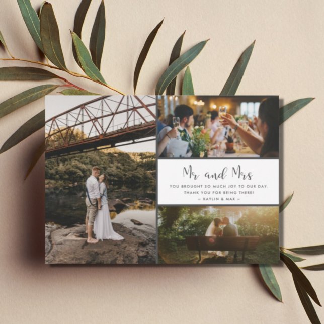 Collage photo de M. et Mme Merci Gris et blanc (Créateur téléchargé)