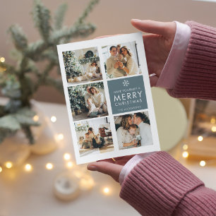 Collage photo de Noël   Joyeux Noël   Bleu