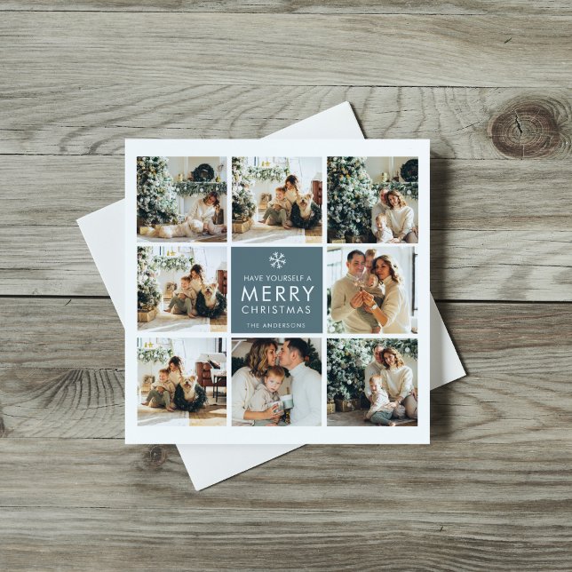 Collage photo de Noël | Joyeux Noël | Bleu (Créateur téléchargé)