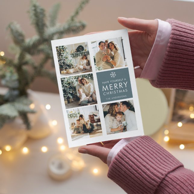 Collage photo de Noël | Joyeux Noël | Bleu (Créateur téléchargé)