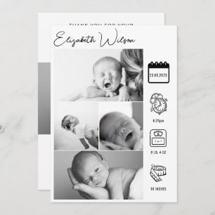 Collage photo du nouveau-né Faire-part de naissanc