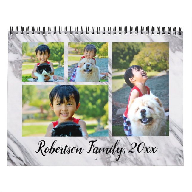 Collage photo en marbre moderne Calendrier mensuel (Protection)