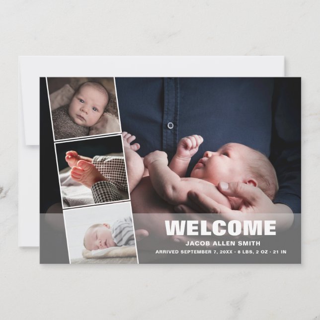 Collage photo faire-part de naissance|Quatre photo (Devant)