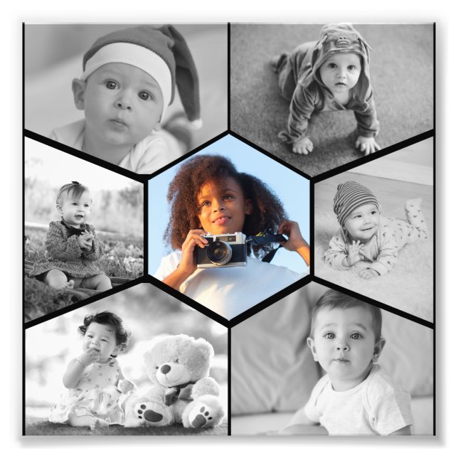 Collage photo Hexagon noir et blanc (Devant)