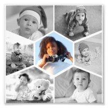Collage photo Hexagon noir et blanc