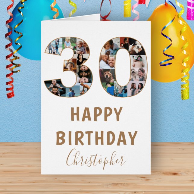 Collage photo joyeux 30e anniversaire bleu moderne (Créateur téléchargé)
