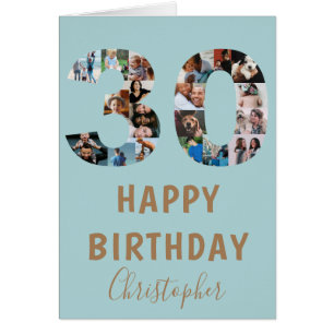 Collage photo joyeux 30e anniversaire moderne Bleu