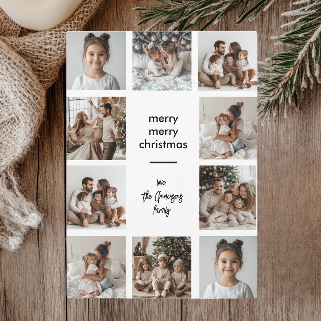 Collage Photo Joyeux Noël Carte | Nom de famille (Créateur téléchargé)