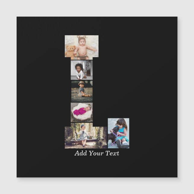 Collage photo L en lettres noires et blanches (Devant)