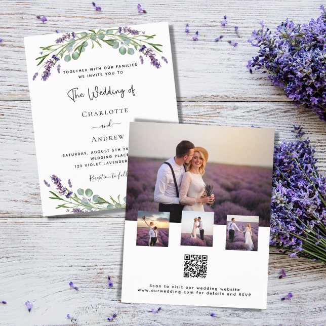 Collage photo Lavender QR RSVP mariage budget (Créateur téléchargé)