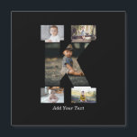 Collage photo Lettre K Noir et Blanc<br><div class="desc">Ce collage photo de monogramme est un design personnalisé qui combine un monogramme audacieux (initiales ou une lettre) avec une collection de photos disposées artistiquement à l'intérieur ou autour de lui. C'est une façon élégante de mettre en valeur des souvenirs tout en ajoutant une touche unique et élégante à la...</div>