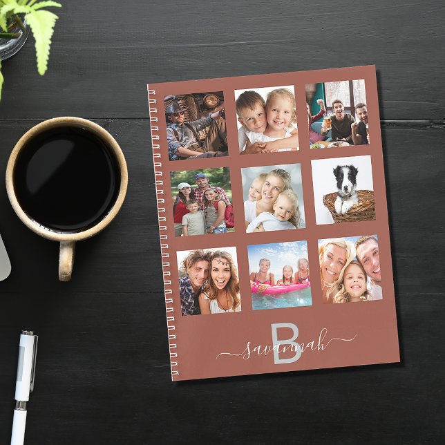 Collage photo marron monogramme journal moderne (Créateur téléchargé)