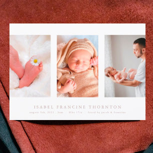 collage photo minimal faire-part de naissance rose