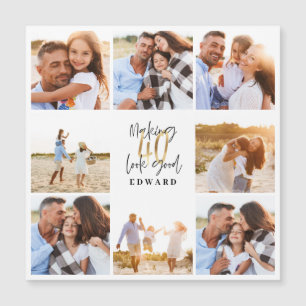 Collage photo moderne de 40 ans en noir et or