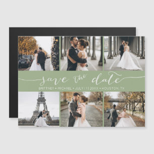 Collage photo moderne Enregistrer la date Sage ver