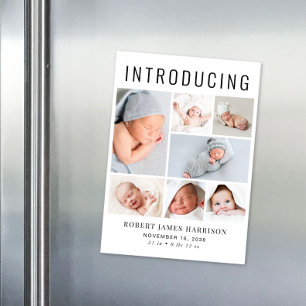 Collage photo moderne Faire-part de naissance magn