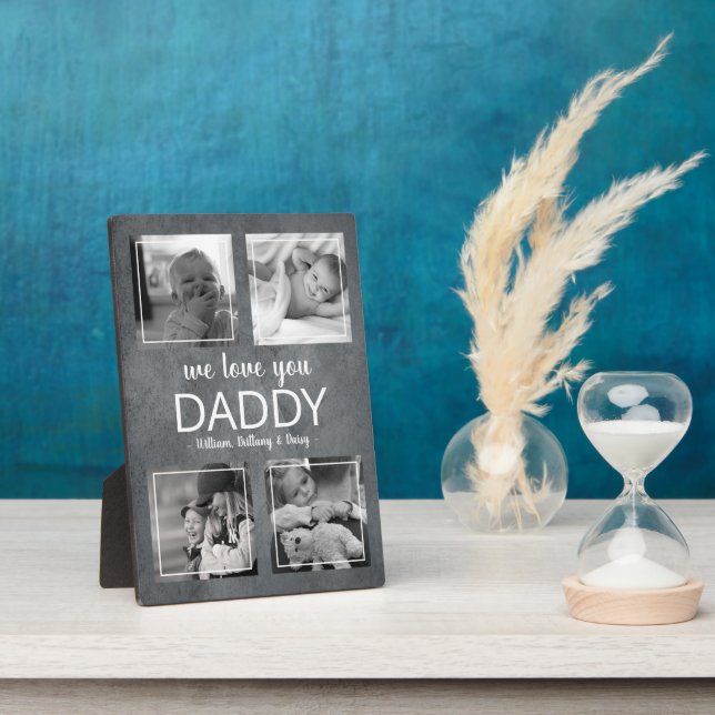 Collage Photo Moderne | Plaque Nous T'aimons Papa (Côté)