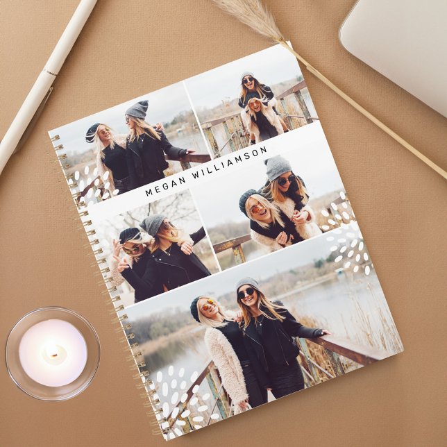 Collage photo moderne tendance Cinq (Modern Trendy Five Photo Collage Personalized Planner)