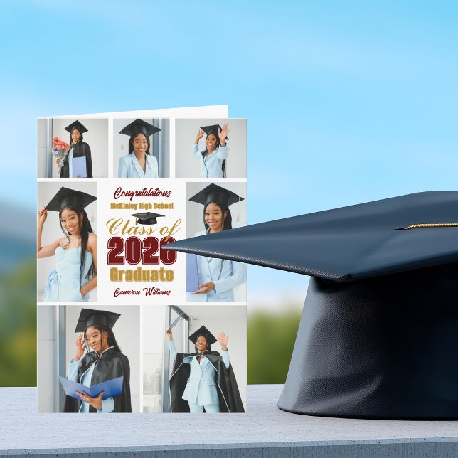 Collage photo Or 2026 plié Marron Or Faire-part de (Créateur téléchargé)