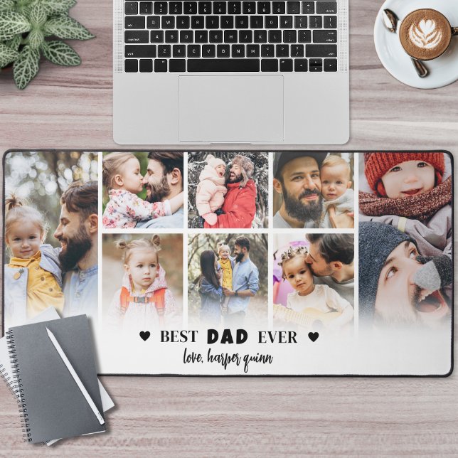 Collage photo papa père personnalisé (Personalized Father Dad Photo Collage Desk Mat)