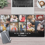 Collage photo papa personnalisé<br><div class="desc">Collage personnalisé 'Best Papa Ever' 8-Photo Mat de bureau. Ce tapis de bureau personnalisé est conçu pour ajouter une touche personnelle et pratique à tout espace de travail. Un simple accent du coeur est placé en haut, avec un espace ci-dessous pour présenter les noms des enfants dans une police serif...</div>