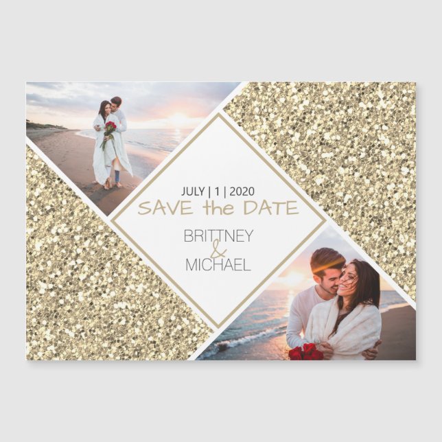 Collage photo Parties scintillant or (Devant)