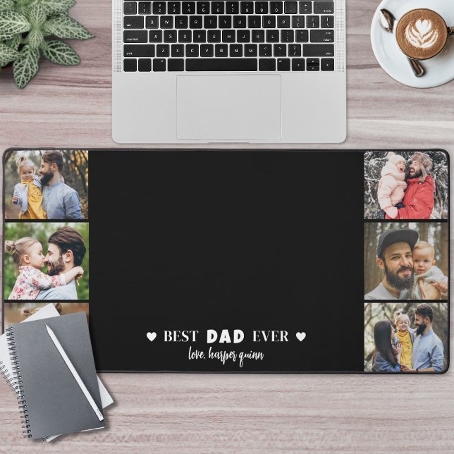 Collage photo personnalisé Best Papa (Personalized Best Dad Photo Collage Desk Mat)