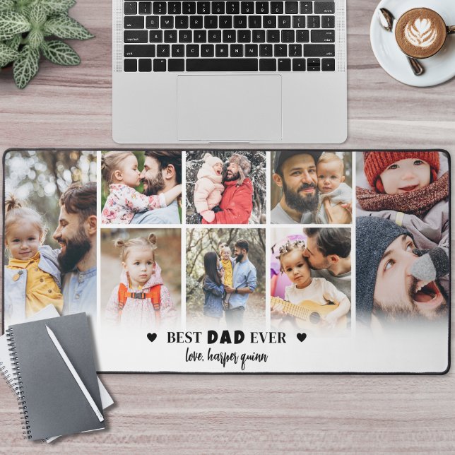 Collage photo personnalisé Best Papa (Personalized Best Dad Photo Collage Desk Mat )