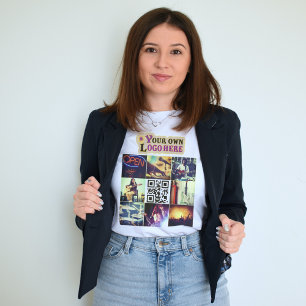 Collage photo personnalisé code Qr et logo T-Shirt