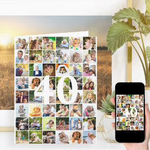 Collage photo pour 40 ans ou tout âge Grande carte