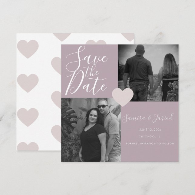 Collage photo rose Cœur Simple (Devant / Derrière)