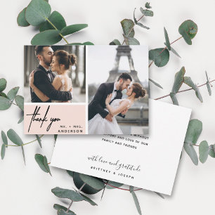 Collage photo rose vif moderne Merci Mariage