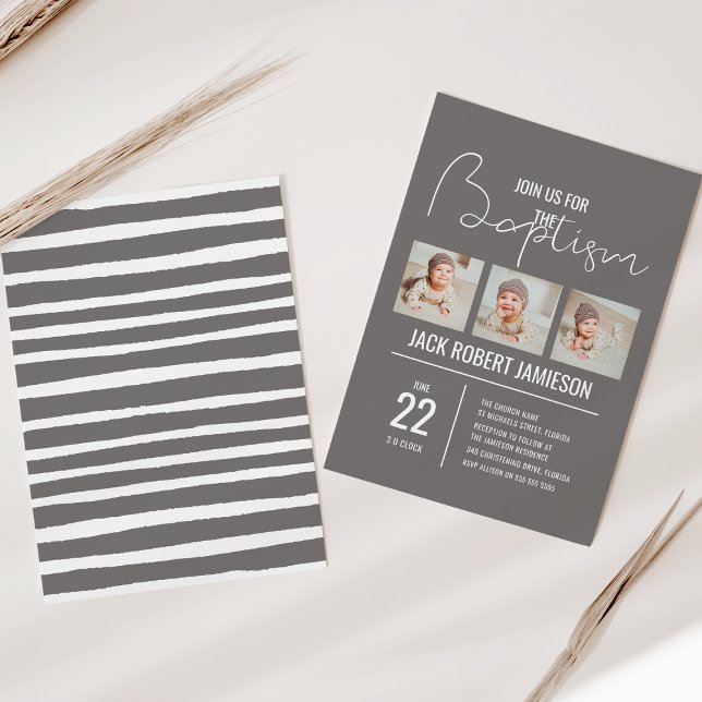 Collage photo tendance | Invitation baptême (Créateur téléchargé)