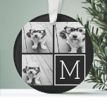 Collage photo tendance noir et blanc avec Monogram<br><div class="desc">Utilisez 3 photos carrés pour créer un cadeau unique et personnel. Ou vous pouvez garder le chiot hipster et faire un gardien branché. Si vous avez besoin d'ajuster les images,  cliquez sur l'outil personnaliser pour apporter des modifications.</div>