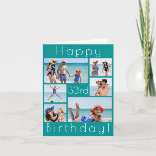 Collage photo turquoise Carte d'anniversaire - Gro