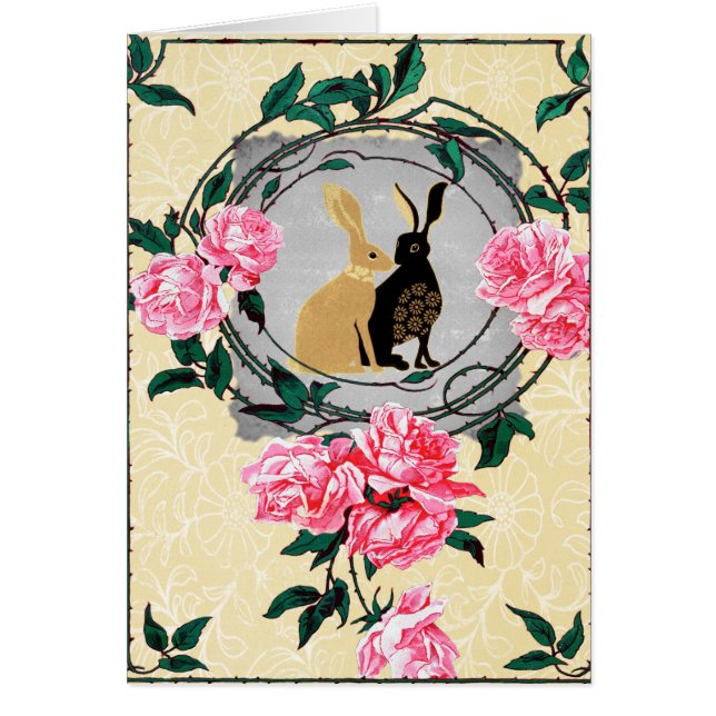 Collage romantique de rose de lièvres de lièvre (Devant)