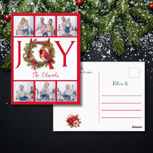 Collage Six Photos   Carte postale Joy Red Christm