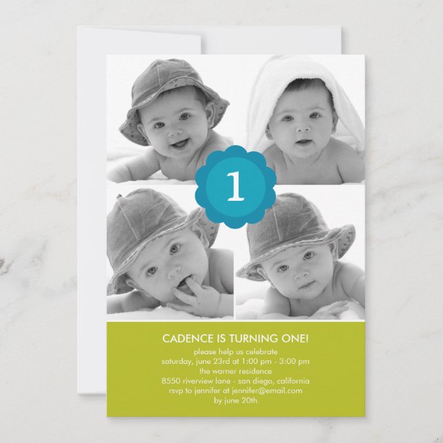 Collage sucré photo Invitation d'anniversaire (Devant)