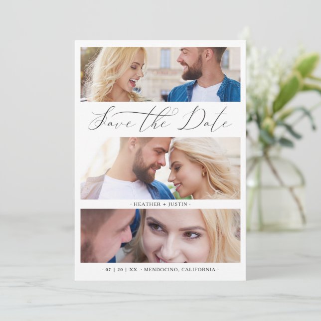 Collage Trendy Script 3 Wedding Engagement Photos (Debout devant)