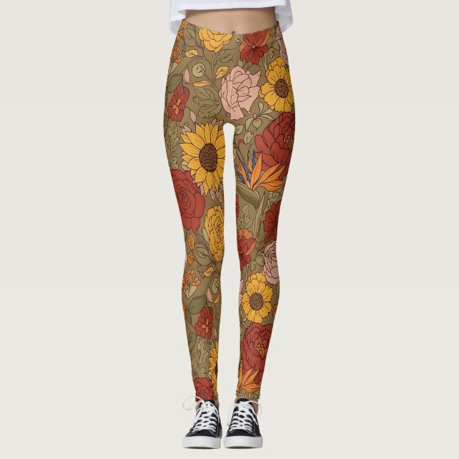 Collant à motif floral chaud (Devant)