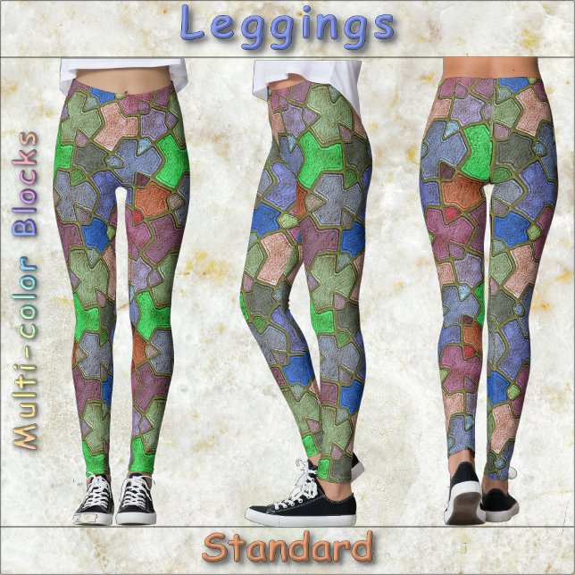 COLLANT - Blocs multicolores - Standard (Multi-color blocks are featured on these standard Lggings. Very colorful! Nice gift, too!)