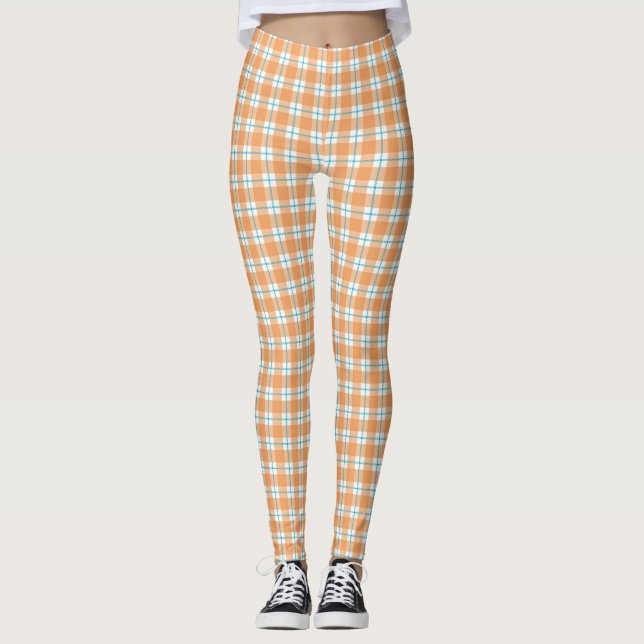 Collants à carreaux avec un orange, bleu vibrant (Devant)