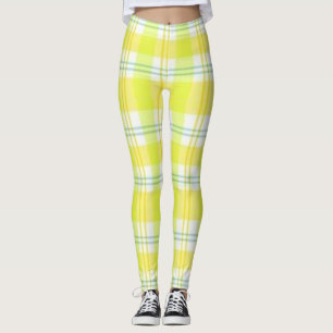 Collants à carreaux jaune vert