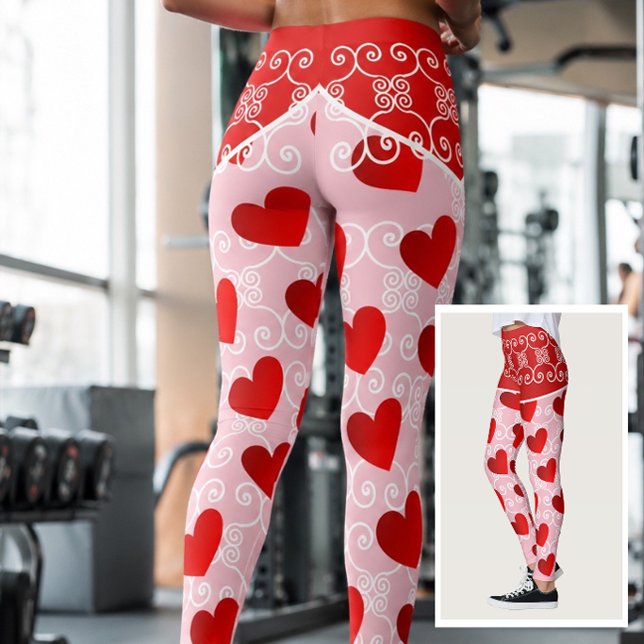 Collants à cœur rose et rouge et à volutes (Créateur téléchargé)